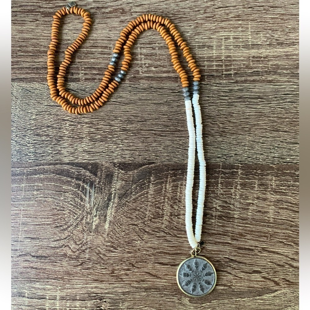 Beautiful BUDDHA NECKLACE BROWN WHITE GRAY by ICON Unisex